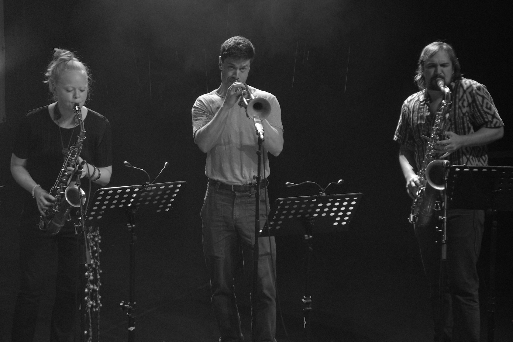 Alto  saxophonist Mette Rasmussen, trumpeter Alistair Payne and tenor saxophonist John Dikeman