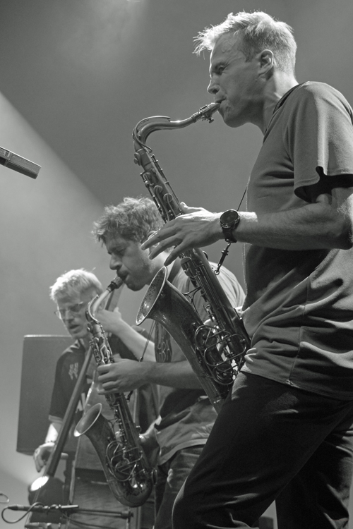 Bassist Jort Terwijn, alto saxophonist José Soares and tenor saxophonist Jesse Schilderink