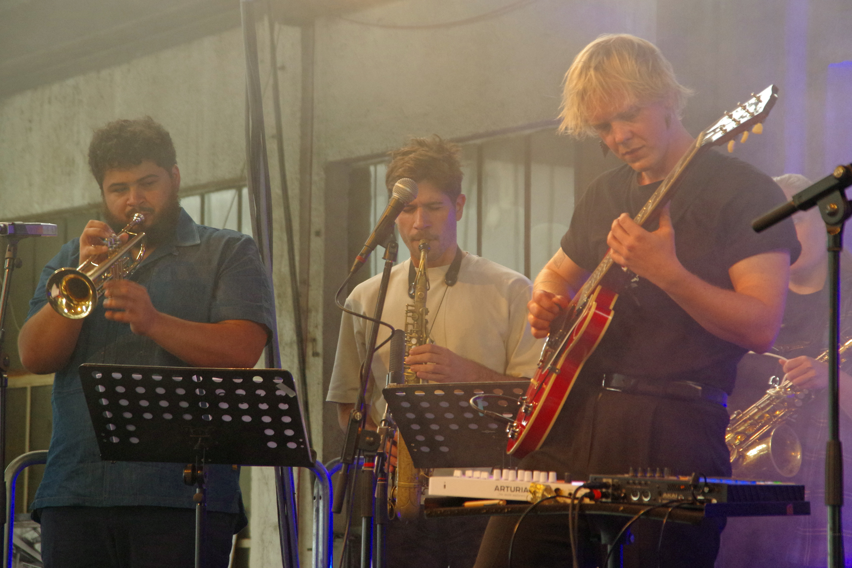 Raw Fish trumpeter Adam O’Farrill; alto saxophonists José Soares and Amalie Dahl  
