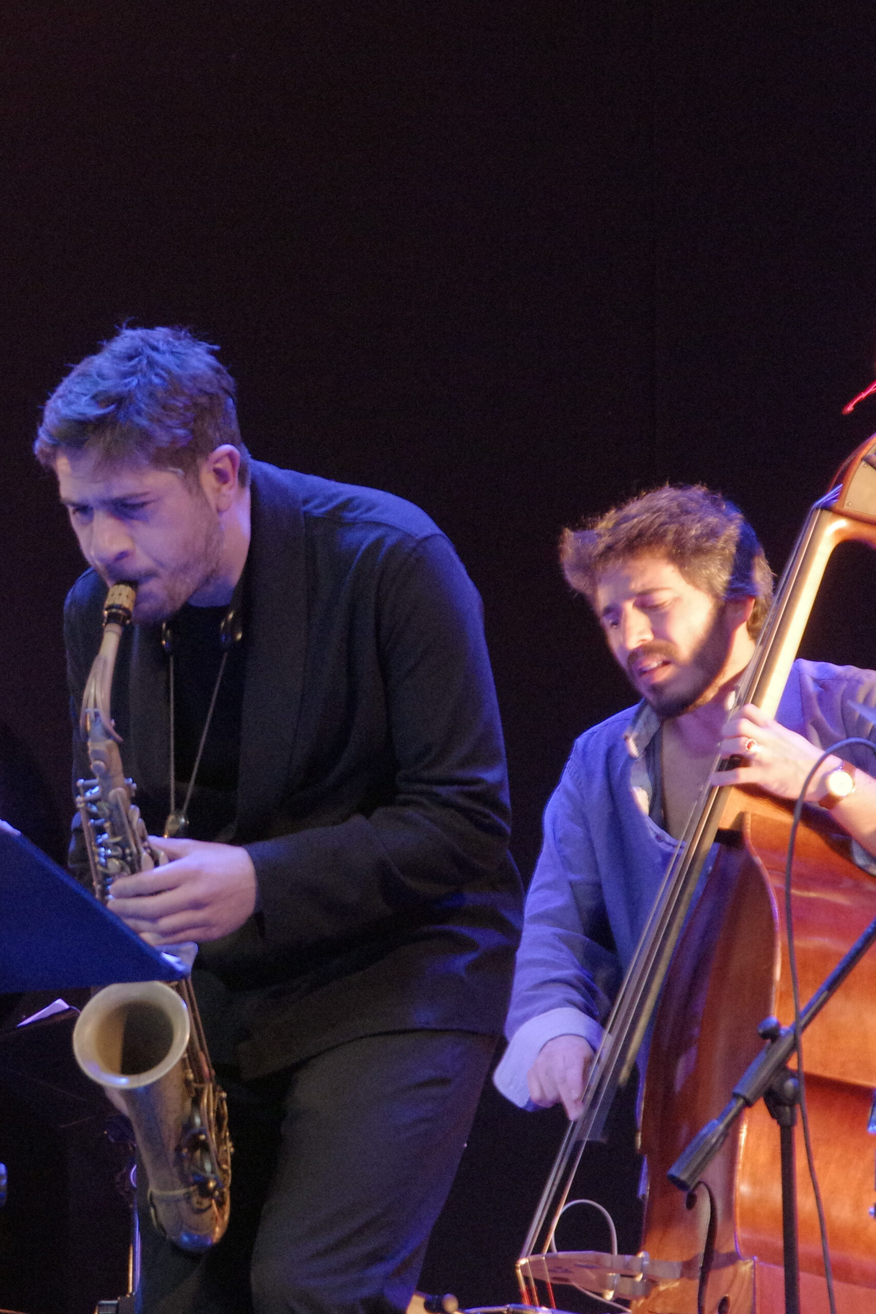 Alto saxophonist José Soares and bassist Romeu Tristão